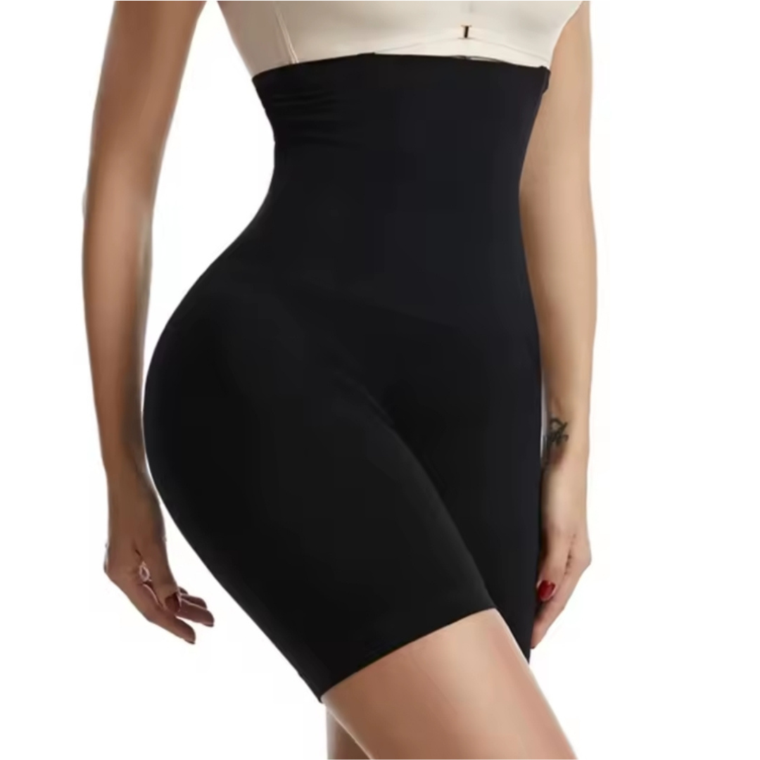 High-waist sculpting girdle in black, providing a flattering silhouette and all-day comfort.
